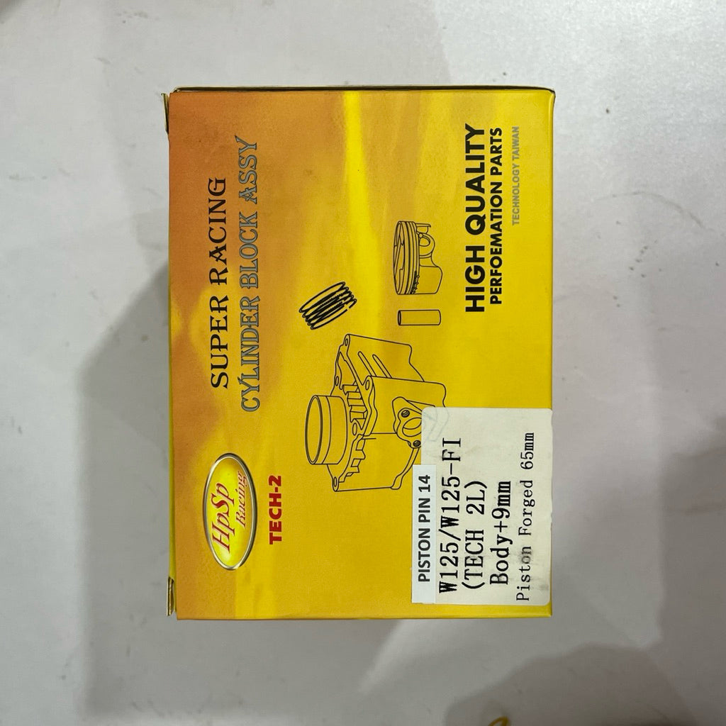 HPSP RACING W125/W125-FI CYLINDER BLOCK ASSY TECH 2L BODY+9MM WITH PISTON FORGED 65MM/66MM PIN13/PIN14