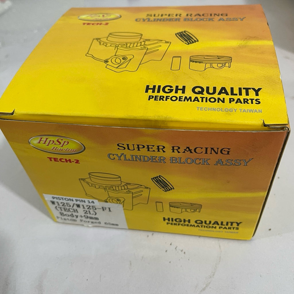 HPSP RACING W125/W125-FI CYLINDER BLOCK ASSY TECH 2L BODY+9MM WITH PISTON FORGED 65MM/66MM PIN13/PIN14
